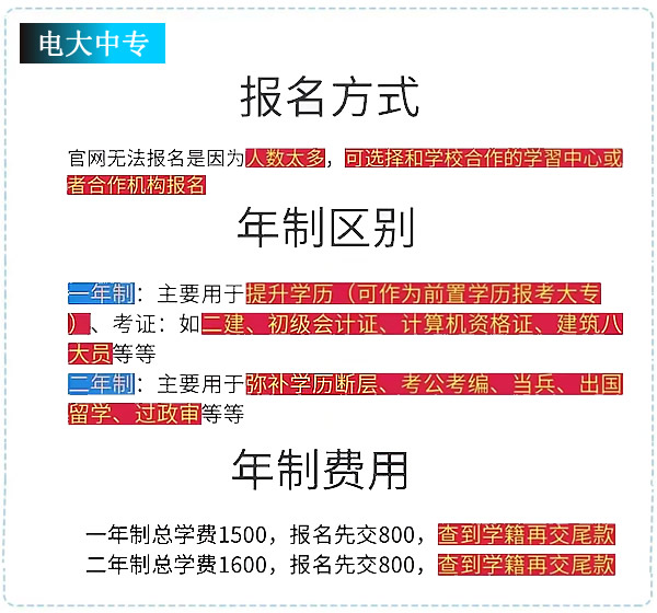 哪些人適合報名電大一年制中專？